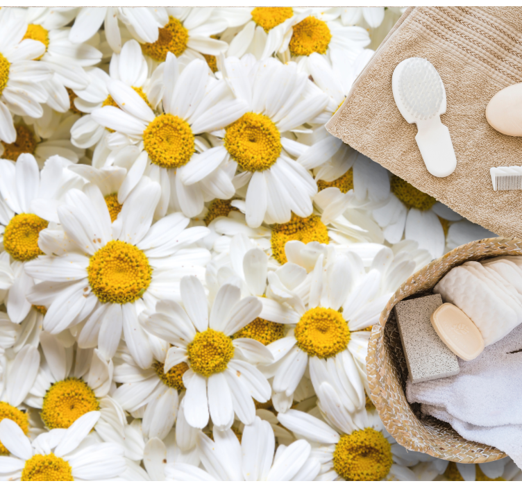 Madeliefjesbloesemconcept vinyl tapijt badkamer - TenStickers