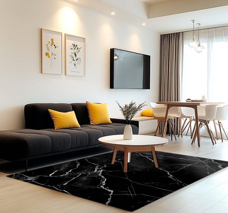 Marmer imitatie vinyl tapijt zwart - TenStickers