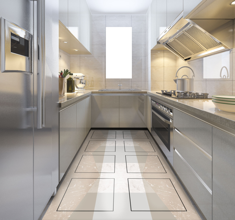 Marmeren vierkanten vinyl tapijt keuken - TenStickers