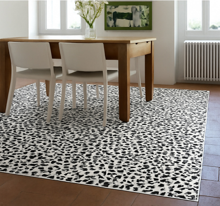 Monochrome luipaardprint vinyl tapijt eetkamer - TenStickers
