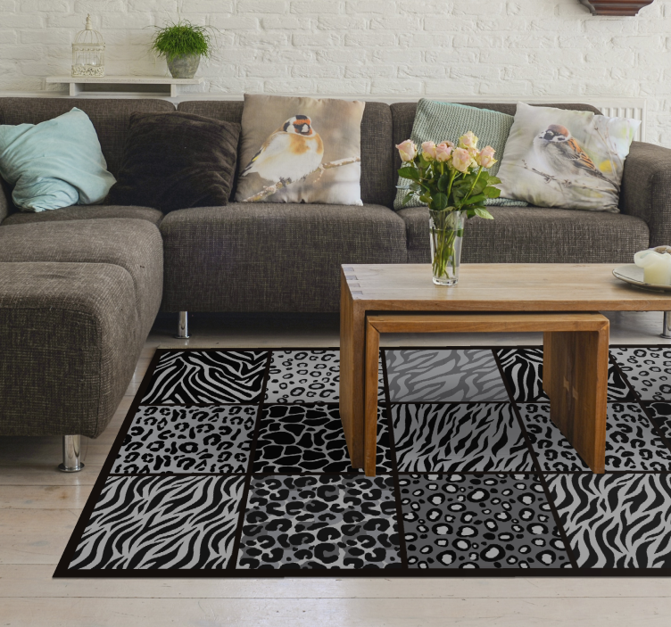 Monochrome safari vinyl vloerkleed dierenprint - TenStickers