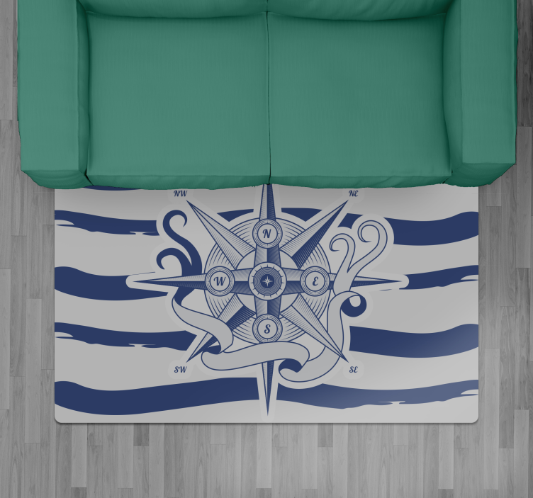 Nautisch kompas vinyl tapijt wereldkaart - TenStickers