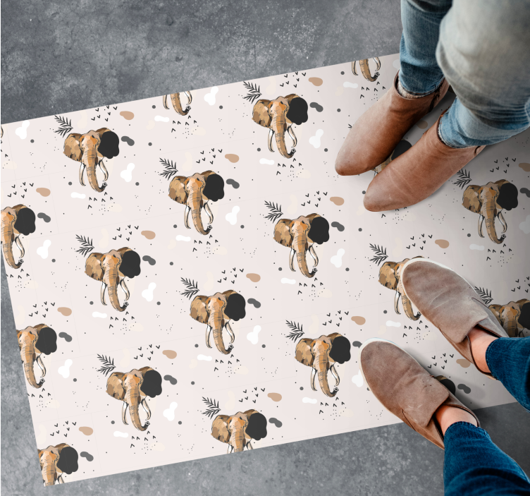 Olifant patroon spel vinyl vloerkleed dierenprint - TenStickers