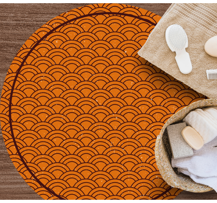 Oranje golfpatroon vinyl tapijt rond - TenStickers