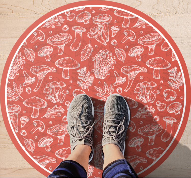 Paddenstoelillustratie vinyl tapijt natuur - TenStickers