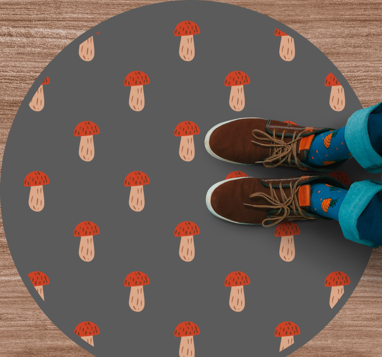 Paddenstoelpatroon rond vinyl tapijt keuken - TenStickers