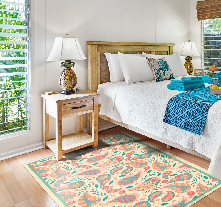 Paisley-patroonfusie vinyl tapijt mandala - TenStickers