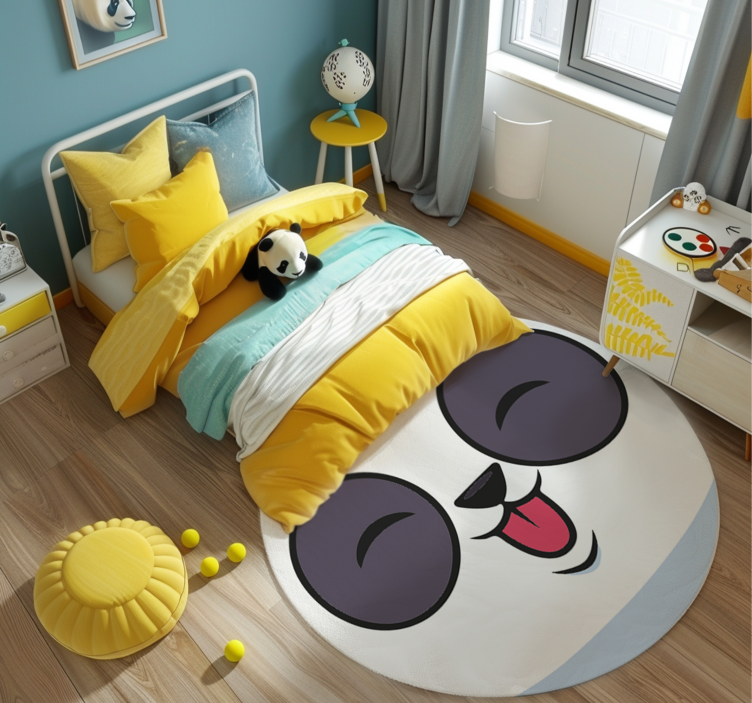 Panda-gezicht vinyl tapijt wit - TenStickers