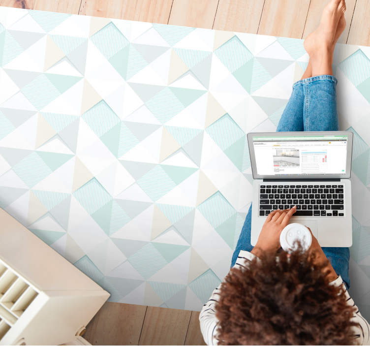 Pastel geometrische patroon vinyl vloerkleed - TenStickers