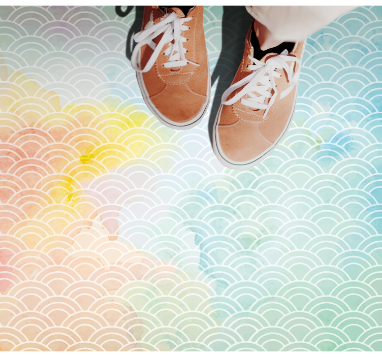 Pastel golfmotief vinyl tapijt geometrisch - TenStickers