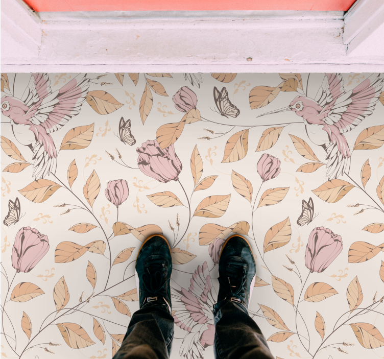 Pastelkleurige bloemen elegantie Vinyl tapijt ontvangsthal - TenStickers