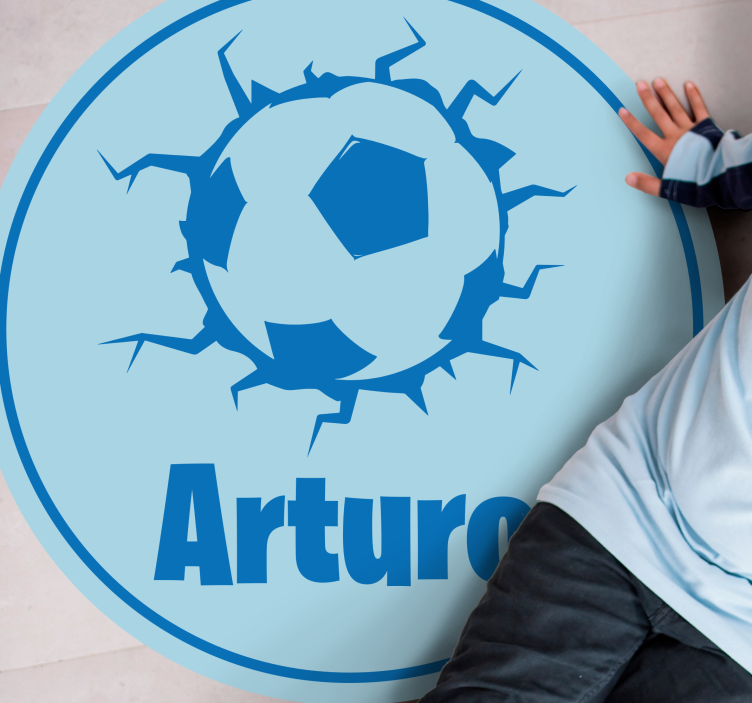 Snavelvoetbal met naam vinyl tapijt meer kinderen - TenStickers