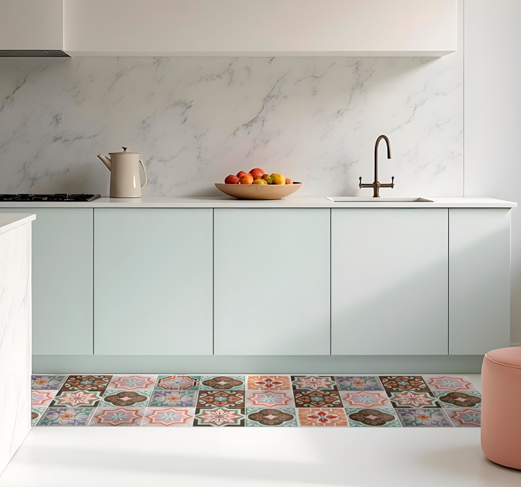 Piastrelline siciliaanse vinyl tapijt keuken - TenStickers