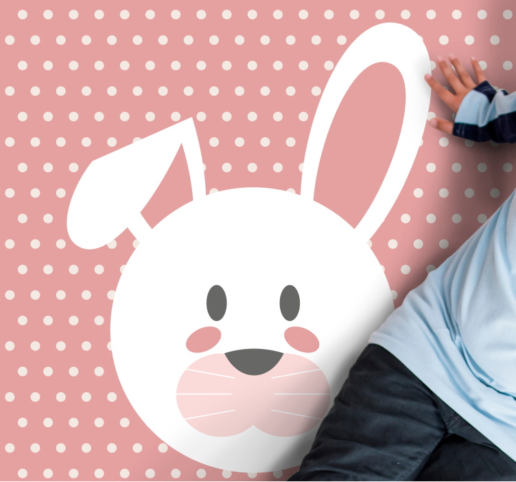 Polka dot konijntje vinyl tapijt baby - TenStickers