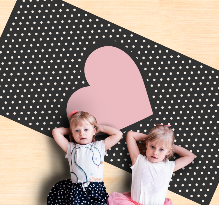 Polka stippen met hart vinyl tapijt  - TenStickers