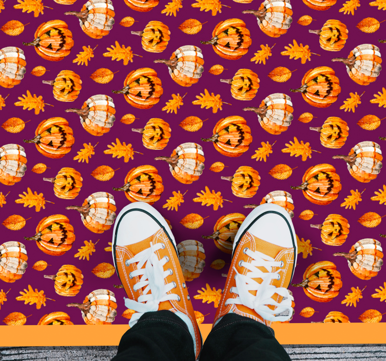 Pompoen patroon vinyl tapijt Halloween - TenStickers