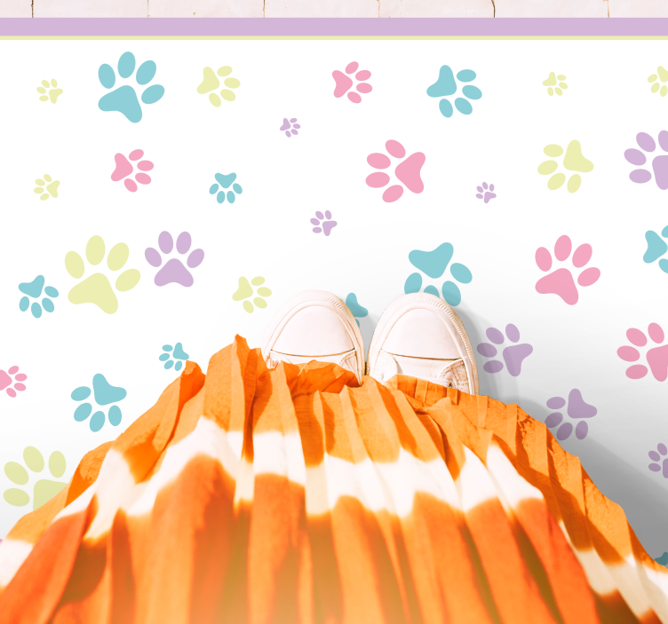 Pootafdruk esthetiek vinyl vloerkleed dierenprint - TenStickers