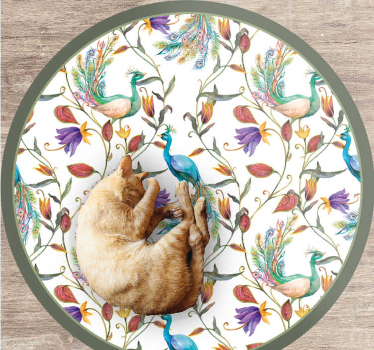 Prachtige pauwenbloesems vinyl tapijt bloemen en planten - TenStickers