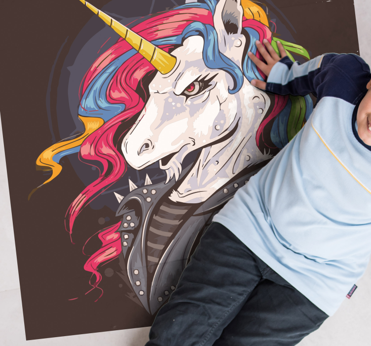 Punk-eenhoorn dieren vinyl tapijt - TenStickers