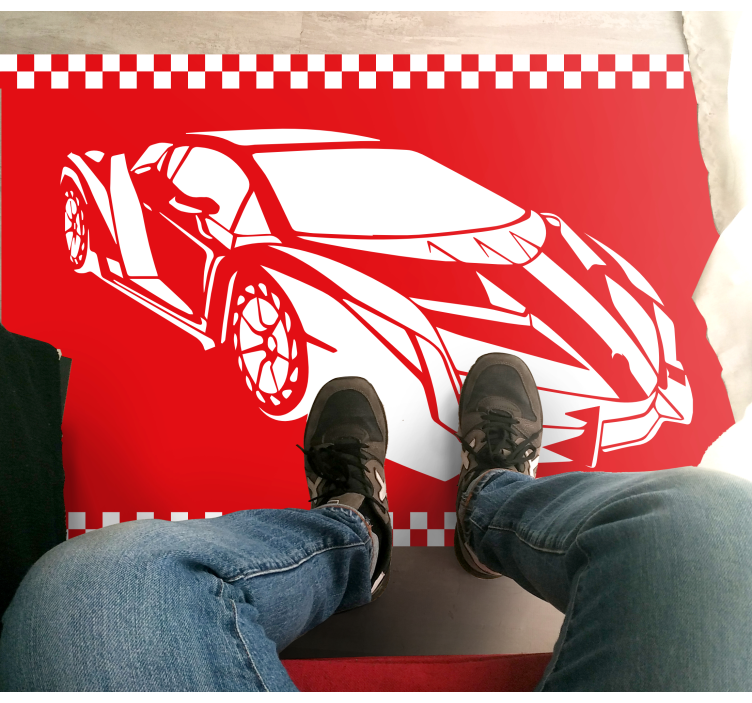 Raceauto thema vinyl tapijt tiener - TenStickers