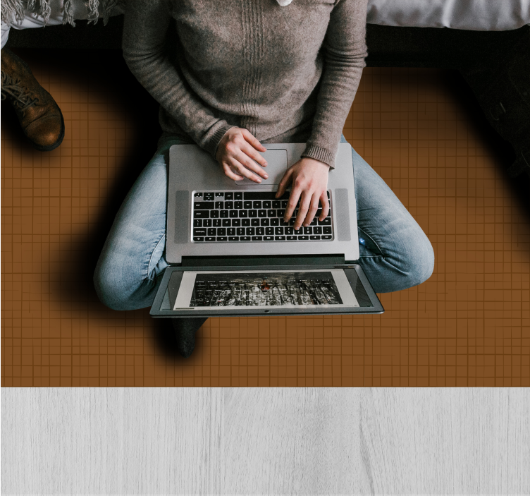 Rasterpatroon oppervlak vinyl tapijt bruin - TenStickers