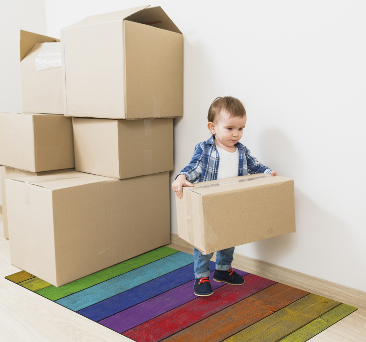 Regenboog plank structuur vinyl tapijt textuur - TenStickers