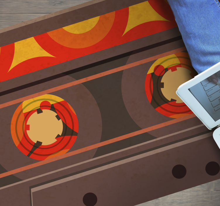 Retro cassette-illustratie vinyl tapijt modern - TenStickers