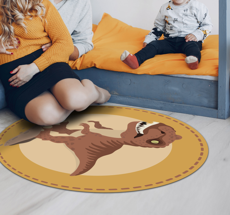 Rond vloerkleed met dinosaurussen vinyl tapijt kind - TenStickers