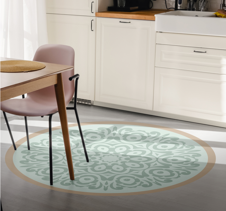 Ronde botanische opstelling vinyl tapijt mandala - TenStickers