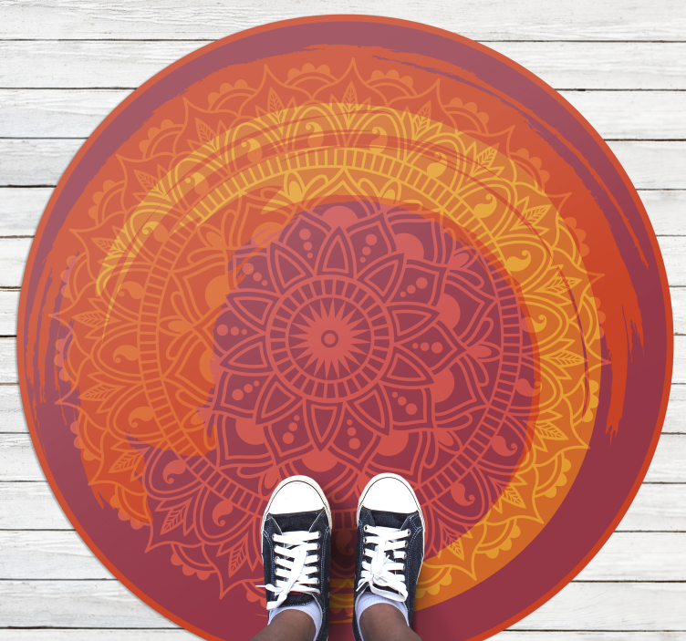 Rood stralend motief vinyl tapijt mandala - TenStickers