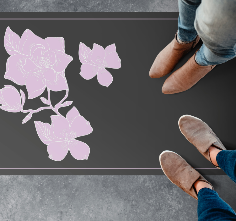 Roze arrangement vinyl tapijt bloemen en planten - TenStickers