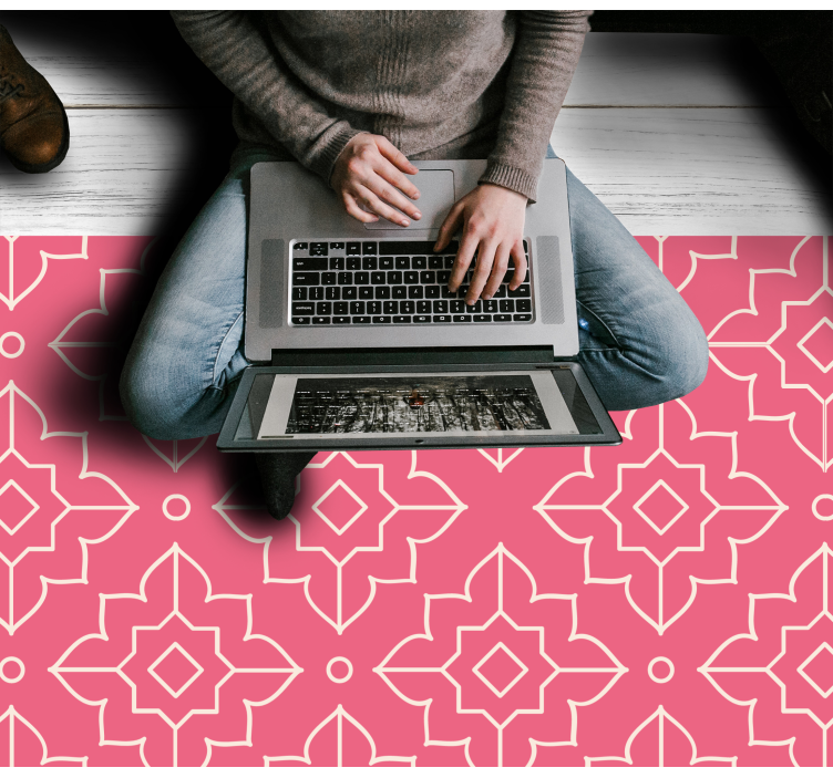 Roze traliemotief vinyl tapijt geometrisch - TenStickers