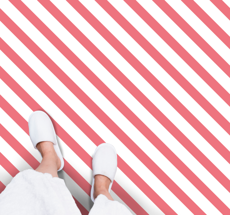 Roze en wit patroon vinyl tapijt strepen - TenStickers