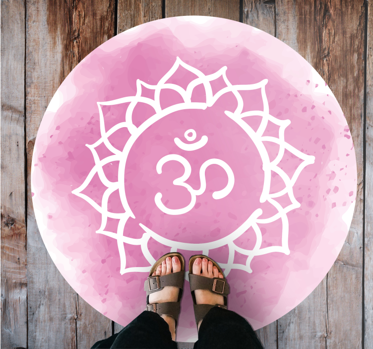 Roze lotus symbool vinyl tapijt mandala - TenStickers