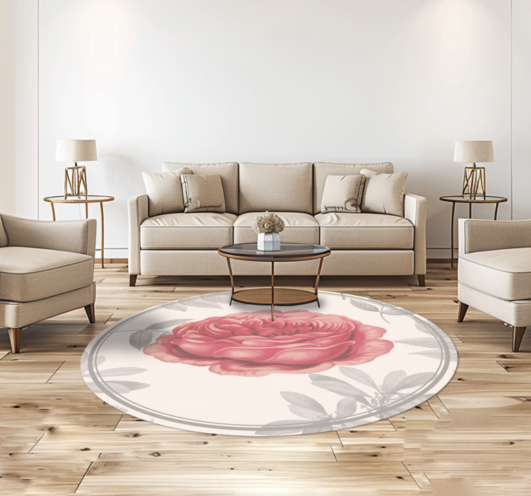 Roze roos vinyl tapijt woonkamer - TenStickers