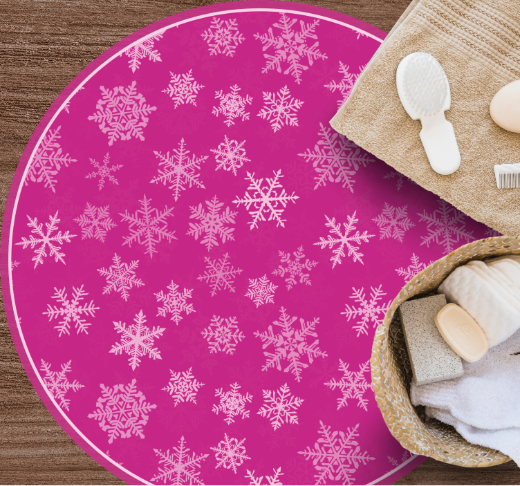 Roze sneeuwvlokpatroon vinyl tapijt kerstmis - TenStickers