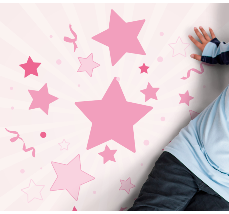 Roze feestelijk motief vinyl tapijt sterren - TenStickers