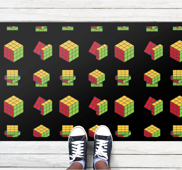 Rubik's kubuspatroon vinyl tapijt spel - TenStickers