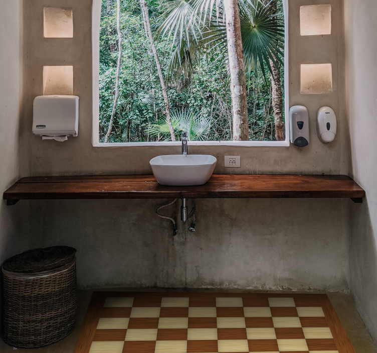 Schaakbord badkamer decor vinyl tapijt badkamer - TenStickers