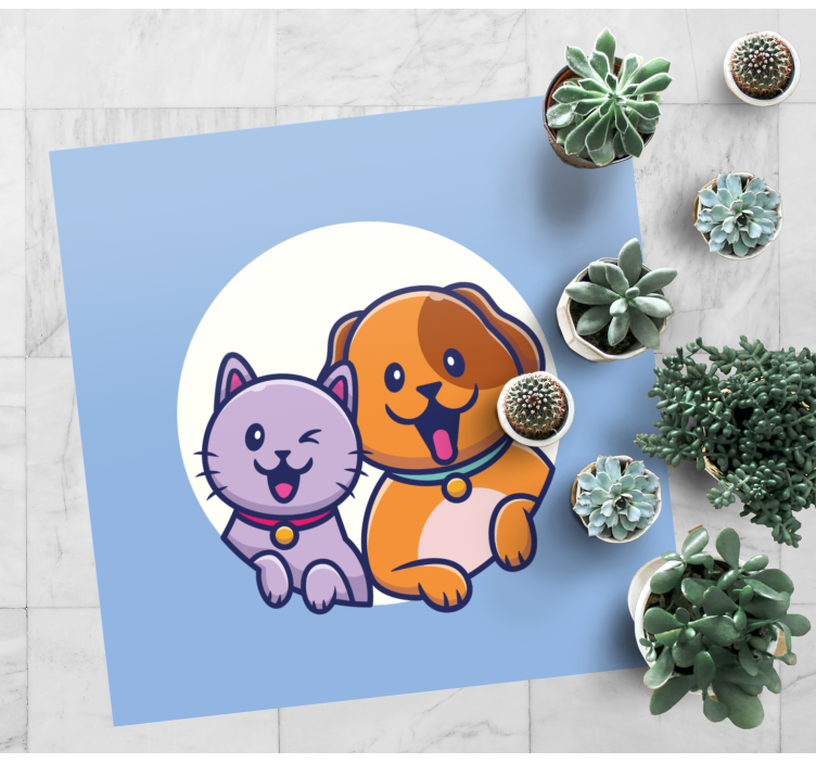 Schattig huisdierduo dieren vinyl tapijt - TenStickers
