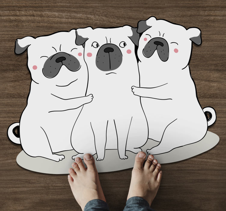Schattig mops hondjes Trio Vinyl vloerkleed  - TenStickers