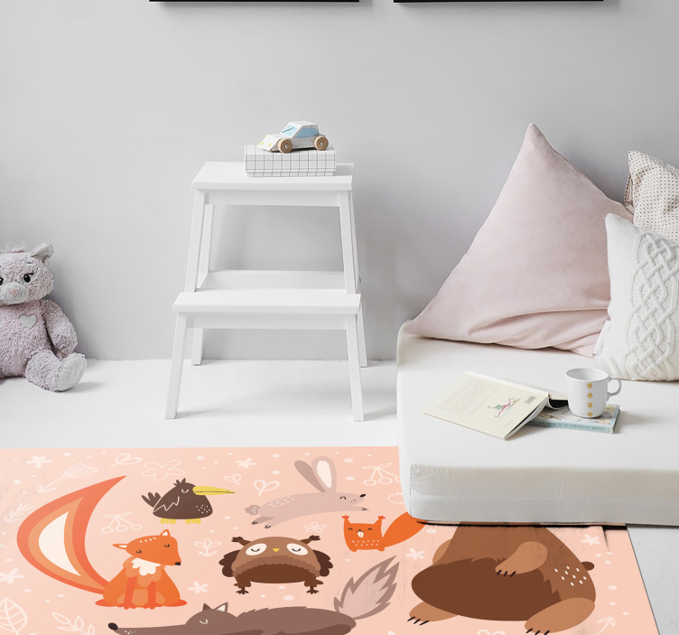Schattige dierenvrienden vinyl tapijt baby - TenStickers