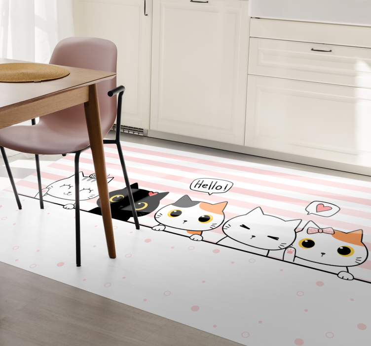 Schattige kattenvrienden vinyl tapijt meer kinderen - TenStickers
