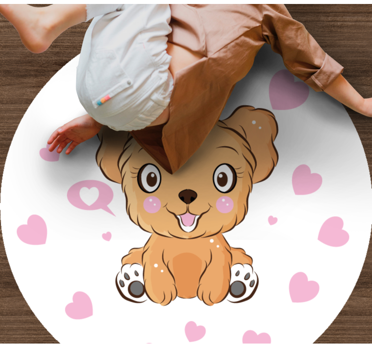 Schattige puppy illustratie vinyl tapijt rond - TenStickers