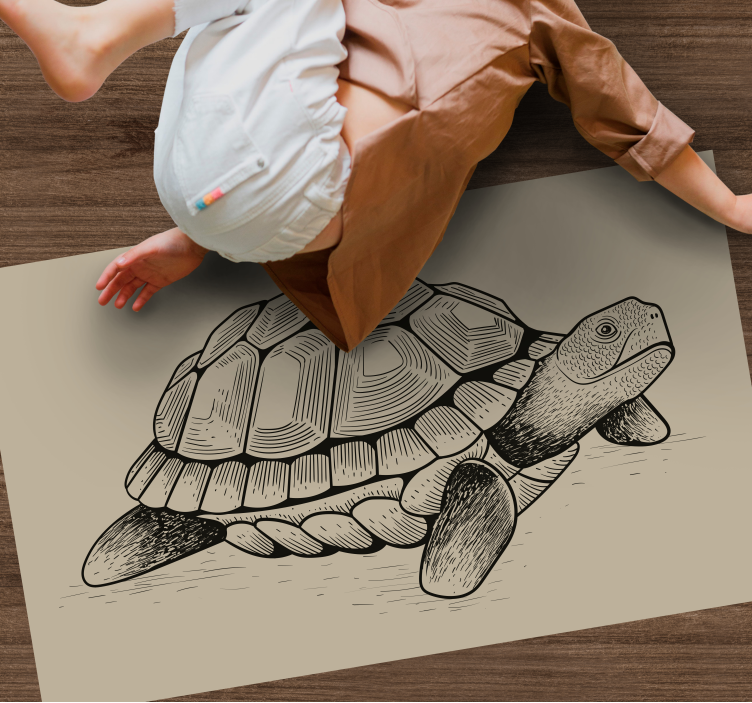 Schildpad illustratie dieren vinyl tapijt - TenStickers