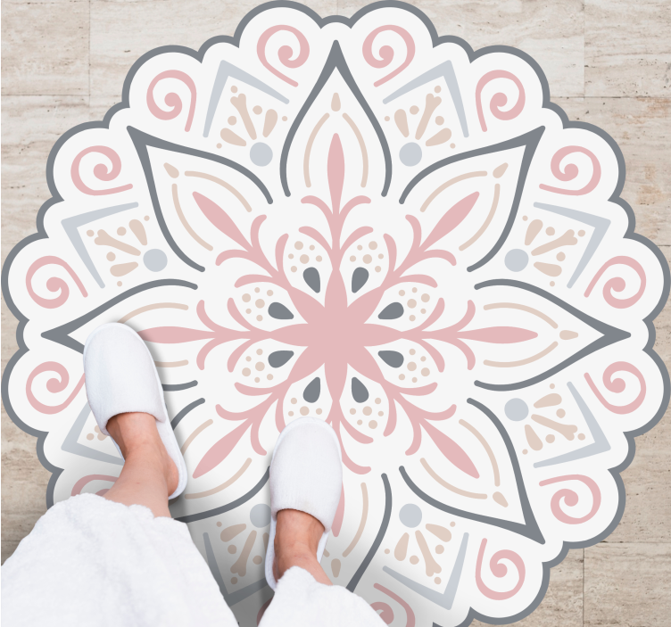 Sierlijk bloemenelement vinyl tapijt mandala - TenStickers