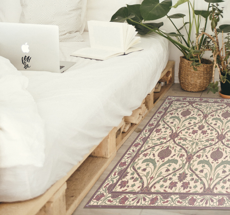 Sierlijk bloemmotief vinyl tapijt antiek - TenStickers