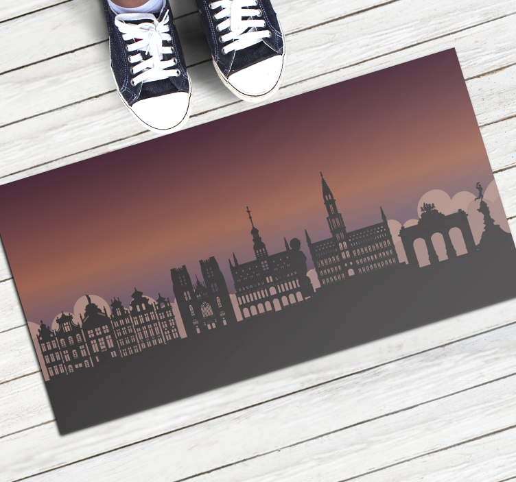Silhouet skyline vinyl tapijt wereldkaart - TenStickers