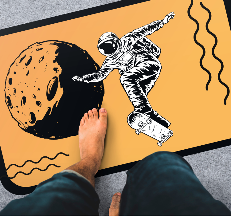 Skateboardende astronaut vinyl tapijt meer kinderen - TenStickers