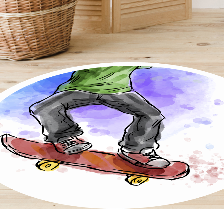 Skateboardillustratie vinyl tapijt meer kinderen - TenStickers